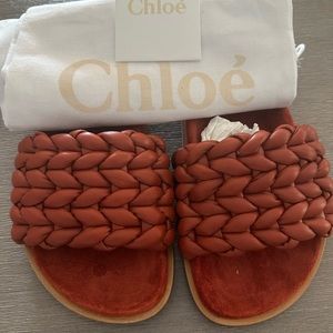 New Chloe Red Leather Sandals